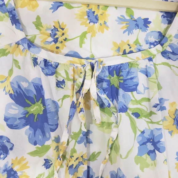 DENIM&COMPANY Floral Blouse WOMENS SPRING BLUE floral Long Sleeve Top 2… - Picture 5 of 9